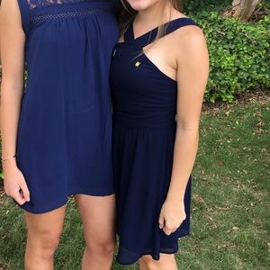 Navy Lulus High Neck Semi Formal Dress